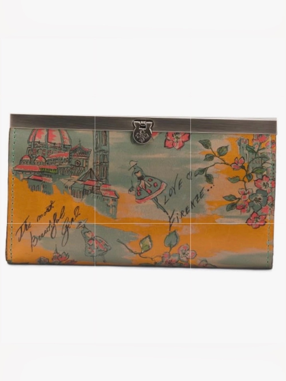 Patricia Nash Multi colored Beautiful Girl Firenze‎ Genuine Leather Chic Wallet